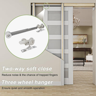 Pocket Door Frame Kit with Hardware & Soft Close, Sliding Smoothly Quietly Hidden Door Kit, for 18-36 W x 80 H Doors, 2 x 4 Studs Pocket Doors Hardware for Bathroom or Bedroom Easy to Install