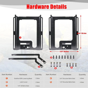 Goldfire RZR Seat ,Universal RZR Seat Lowering Base 1.5" Recline Seat Drop Brackets Mounts for Polaris RZR 800 / 900 / S 1000 / XP 1000 / XP Turbo /General Models