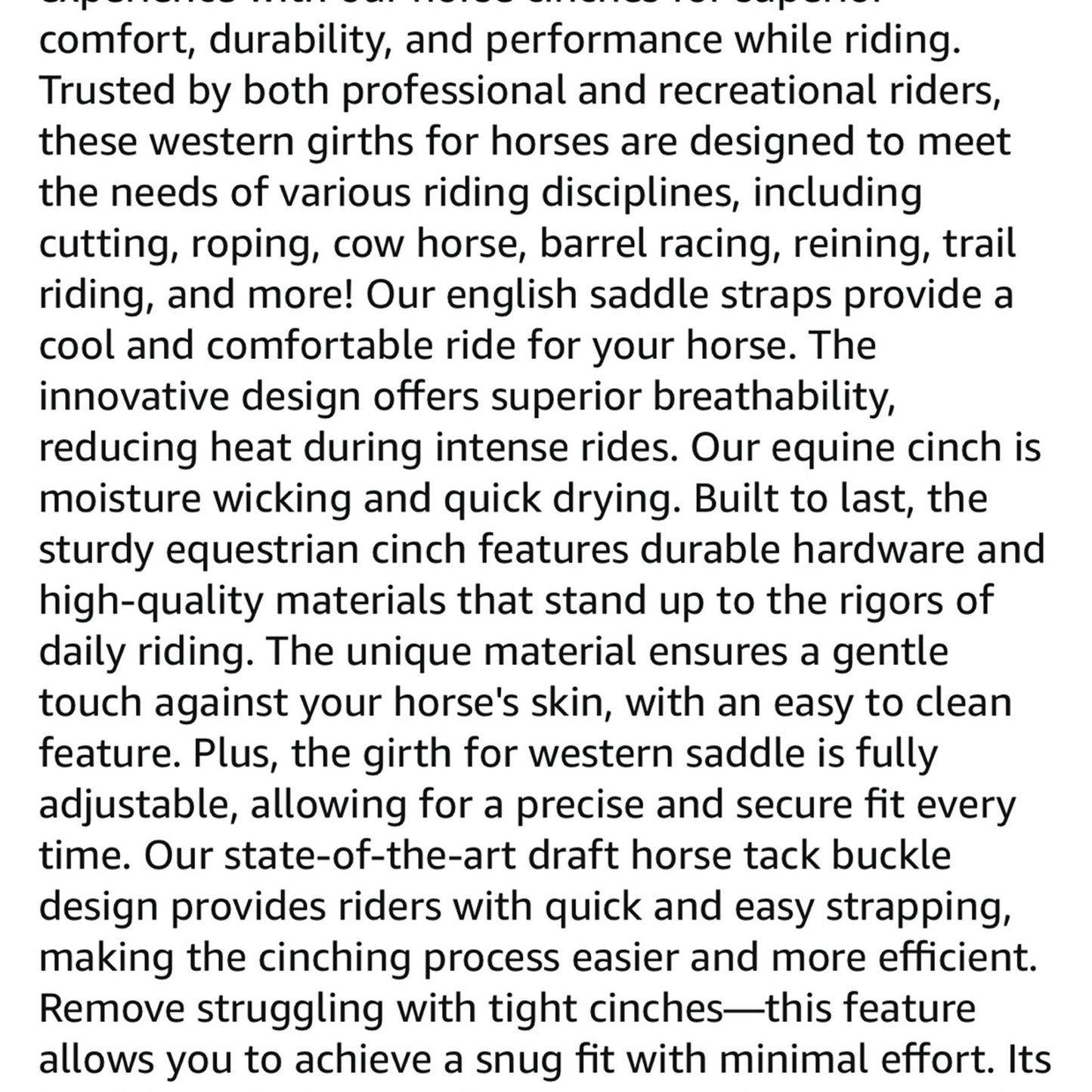 Deluxe Super Horse Cinch, Anti-Slip Felt Lined Saddle Cinch Girth Flat Buck SZ54