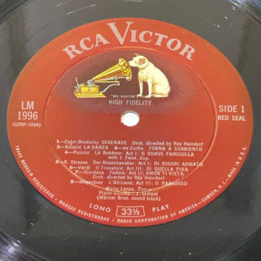 Mario Lanza - Mario Lanza In Serenade - RCA Victor Record LM-1956 VINYL RECORD