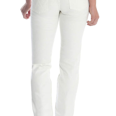Wrangler Ultimate Riding Jean Women Q-Baby Mid Rise Boot Cut SZ 33 / 15-34 WHITE