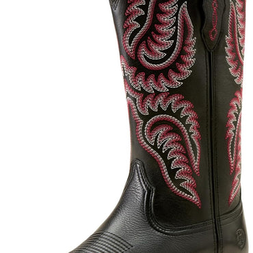 Ariat Women Cattle Caite Stretchfit Western Boot SZ 5.5B LEATHER BLK PINK COWGIRL