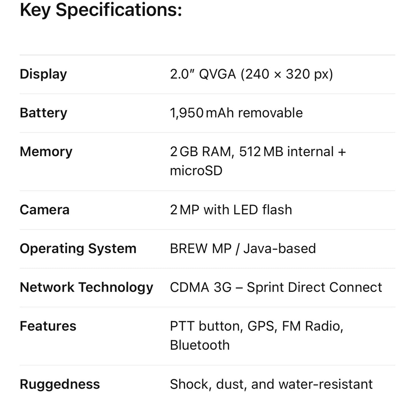 Sprint SONIM XP3410 Heavy-Duty Rugged Phone GPS PUSH TO TALK STRIKE
