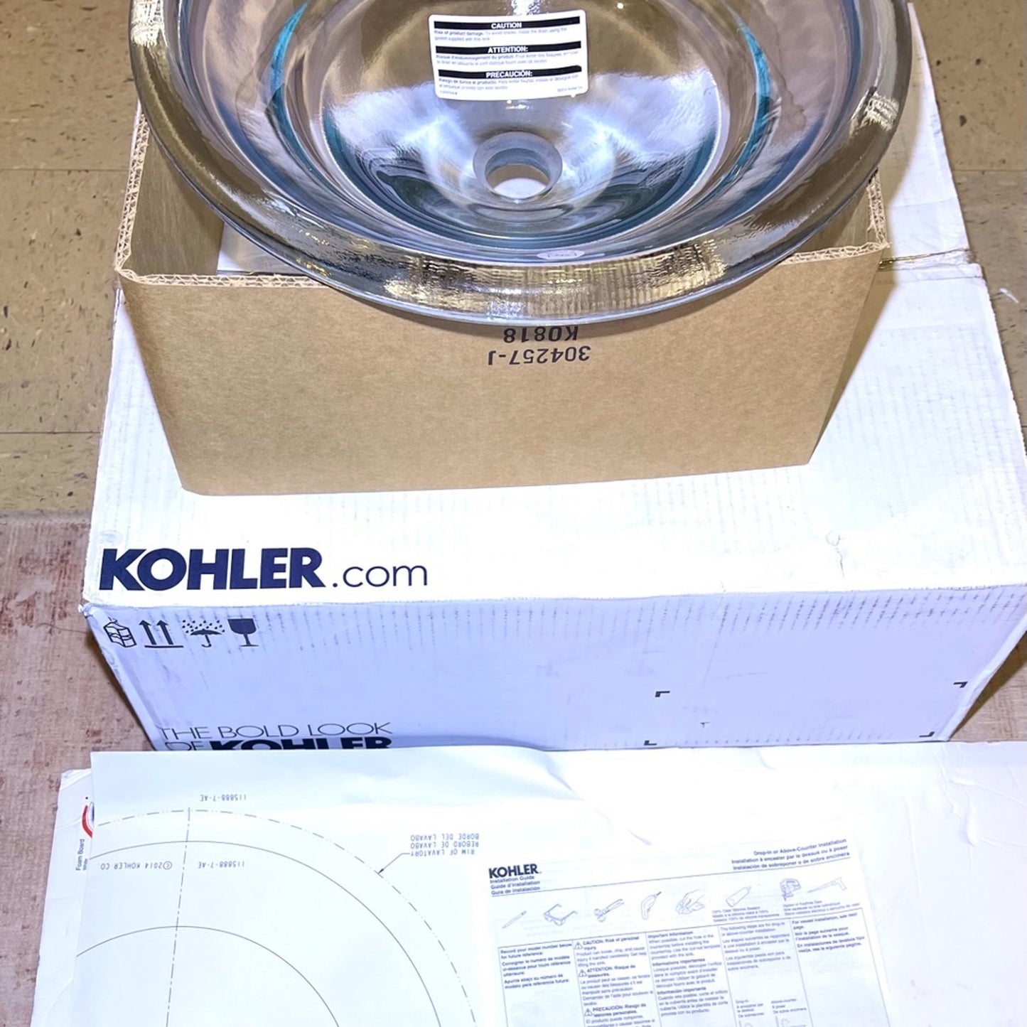 Kohler 1-Bowl Vessel Above-Counter Bathroom Sink Ice K-2276-B11 17-1/2"