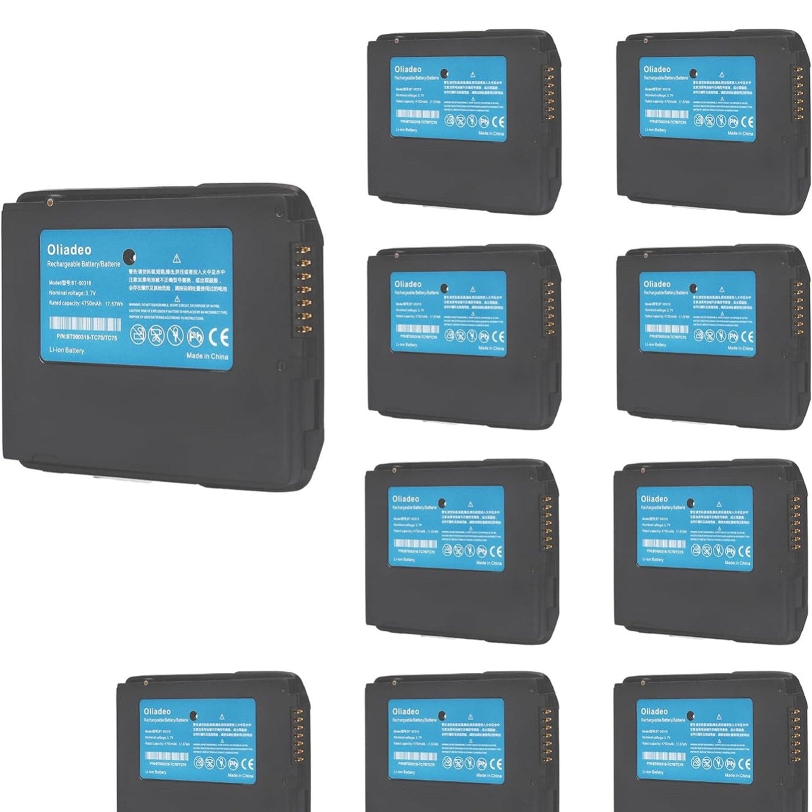 10X Zebra TC77 Battery Zebra Scanner Battery Replacement for Zebra Symbol TC77 TC70 TC72 TC75 TC55 TC70X TC75X TC700H TC700K TC720L BT-000318 Barcode Scanner Batteries BT-000318-01