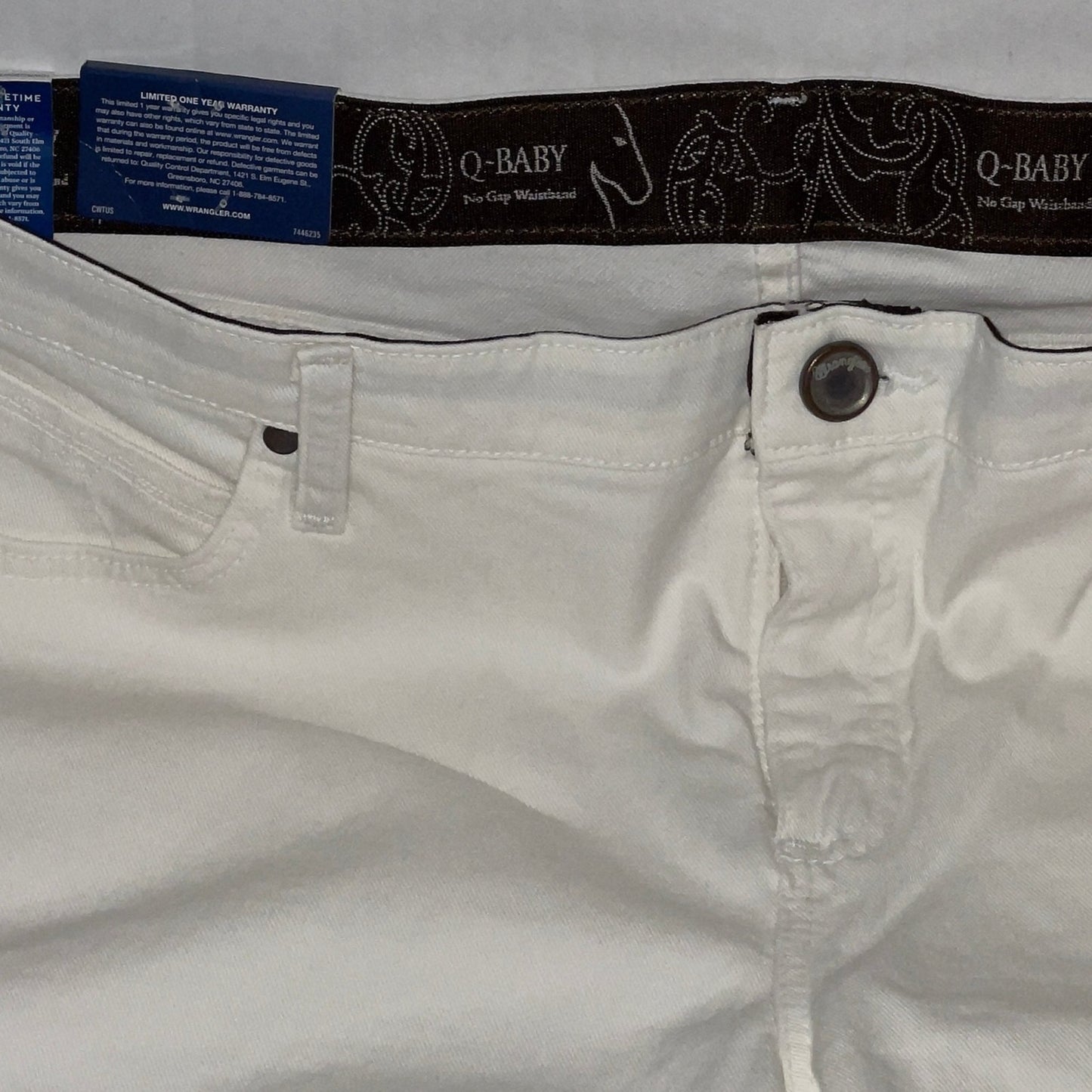 Wrangler Ultimate Riding Jean Women Q-Baby Mid Rise Boot Cut SZ 33 / 15-34 WHITE