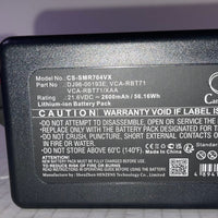 2600mAh / 56.16Wh Replacement Battery for Samsung DJ96-00193E, VCA-RBT71, PowerBo