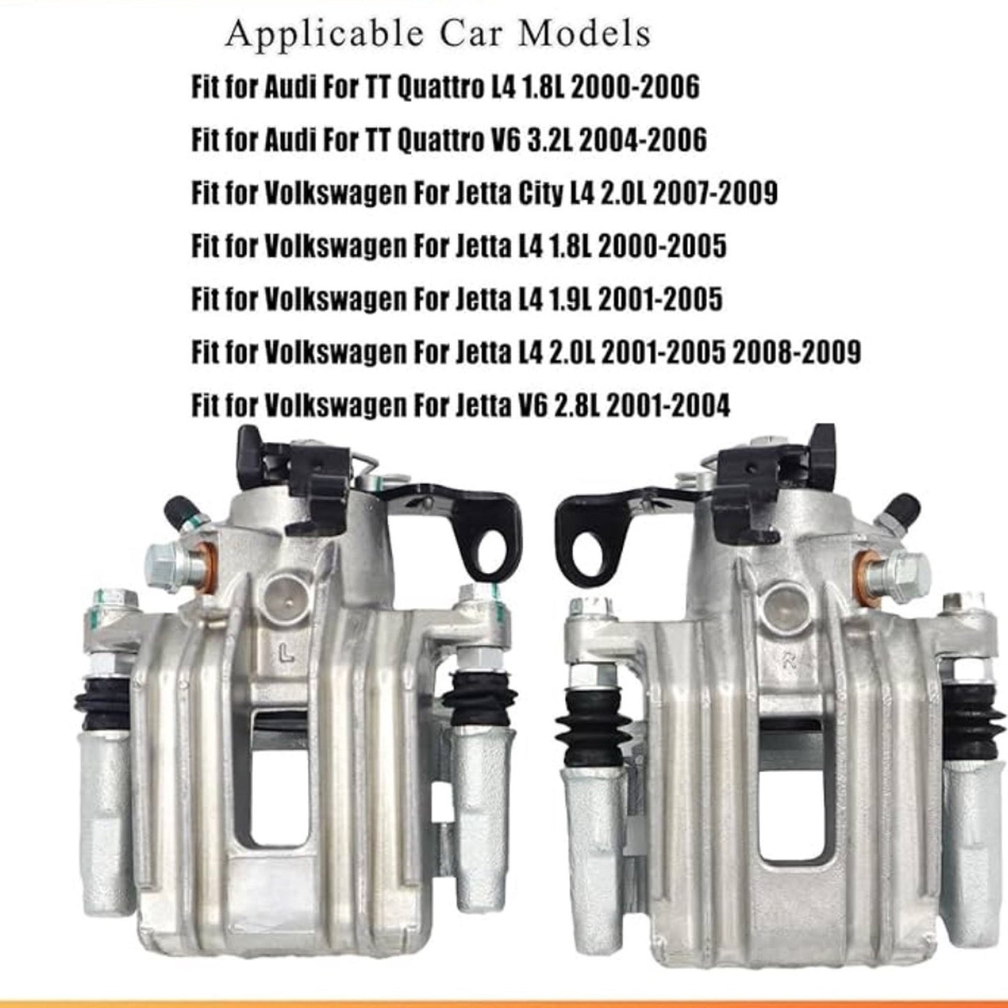 Rear Disc Brake Caliper Assembly Fit Jetta 2000-2005 1.8L 1.9L 2.0L, TT Quattro 2000-2006, Pair Set of 2 Rear Driver and Passenger Side