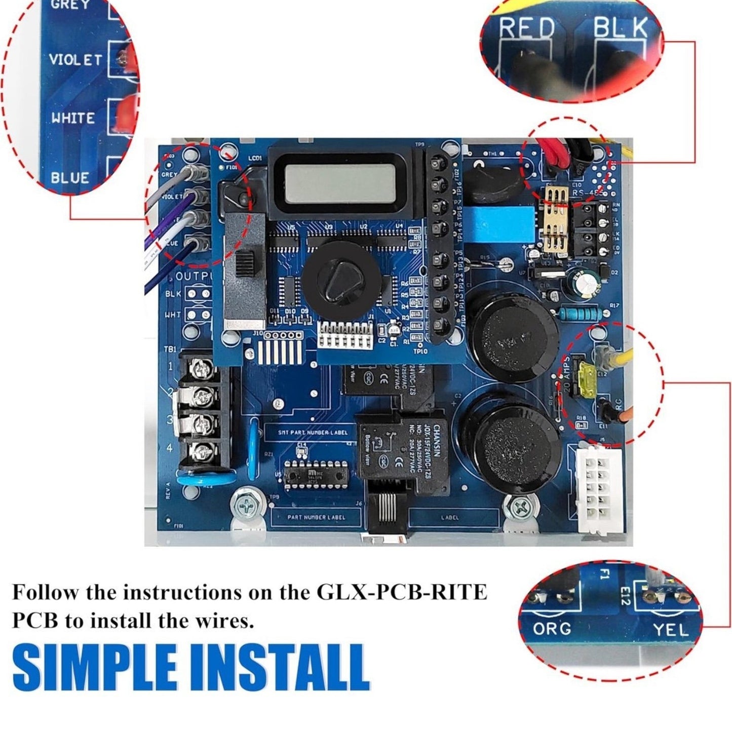 GLX-PCB-RITE Main Printed Circuit Board Replacement for Hayward Goldline AquaRite Salt Chlorine Generators
