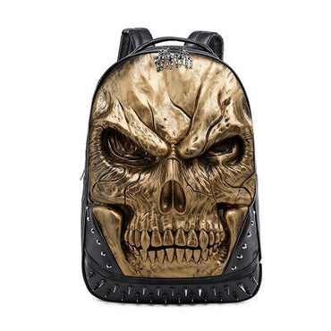 3D Thick Leather Large Capacity Leather Skull Backpack (Men)