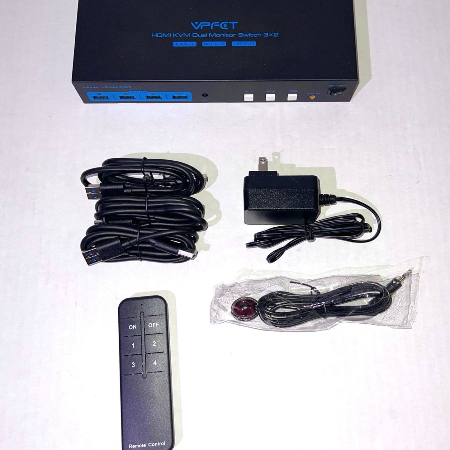 HDMI KVM Switch 2 Monitors 3 Computers EDID Simulation 4K@60Hz 3 Ports KVM Switc