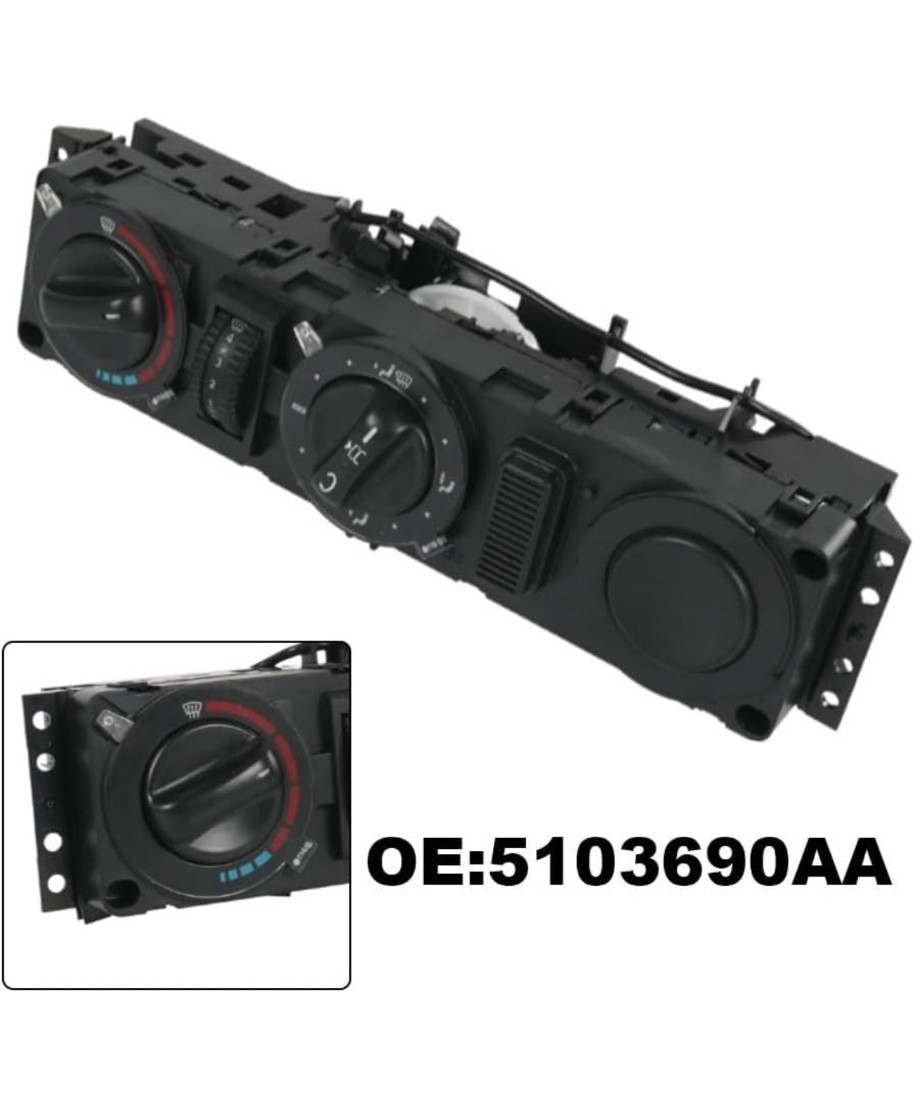 Climate Control Switch Panel for Dodge For Sprinter 2500 3500 Models 2003 to 2006 Without AC but with Heat Booster 5103690AA