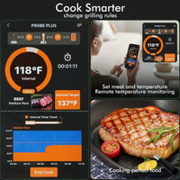 Smart Wireless Meat Thermometer 4 Probes, Bluetooth Food Thermometer Remote Trac