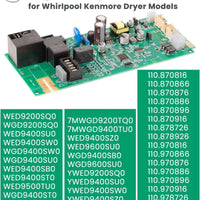 W10110641 Control Board for Whirlpool Kenmore Dryer Main Control Circuit Board Direct Replacement for OEM WPW10110641 AP6015062 1203065 PS11748333 W10110641R