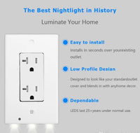 Decor LED Lighted - Night Light Wall Outlet Cover with LED lights No Wire or Battery Needed (Home)