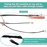Armored Fiber Optic Cable OM3 Fiber LC to LC Outdoor 10GB/Gi 800ft (245 Meters) Multimode Fiber Patch Cable Duplex 50/125 with Pulling Eye Kit Installed on one end, Black