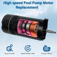 UST1102 1HP Swimming Pool Pump Motor With PS-201 Seal Kit for Hayward Super Pump, Super II, Max Flow, Northstar & Ja-Cuzzi Magnum Pump| 1 HP Single Speed Round C-Face Pool Motor, 115/230V