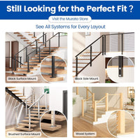 Muzata 15-20FT Modular Black Cable Railing Kit 36” 4 Level Post Kit Complete Set Cable Railing System For Decks Length Adjustable Easy DIY With Paper User Guide (No Handrail) RWS2 BH4S