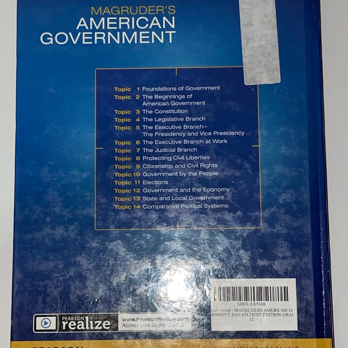 MAGRUDERS AMERICAN GOVERNMENT 2016 STUDENT EDITION GRADE 12 0133306992 978013330
