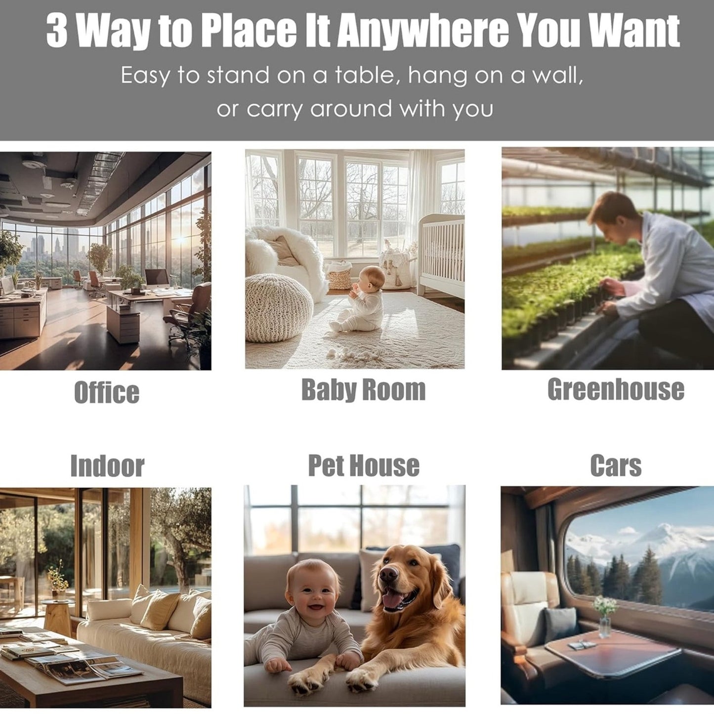 Professional Indoor Air Quality Monitor 7X AQI Alarms,16 in 1 Portable Real-Time Detector for PM2.5 | PM10 | CO2 | TVOC | HCHO | Temp | Hum for Home Cars Plants Pets