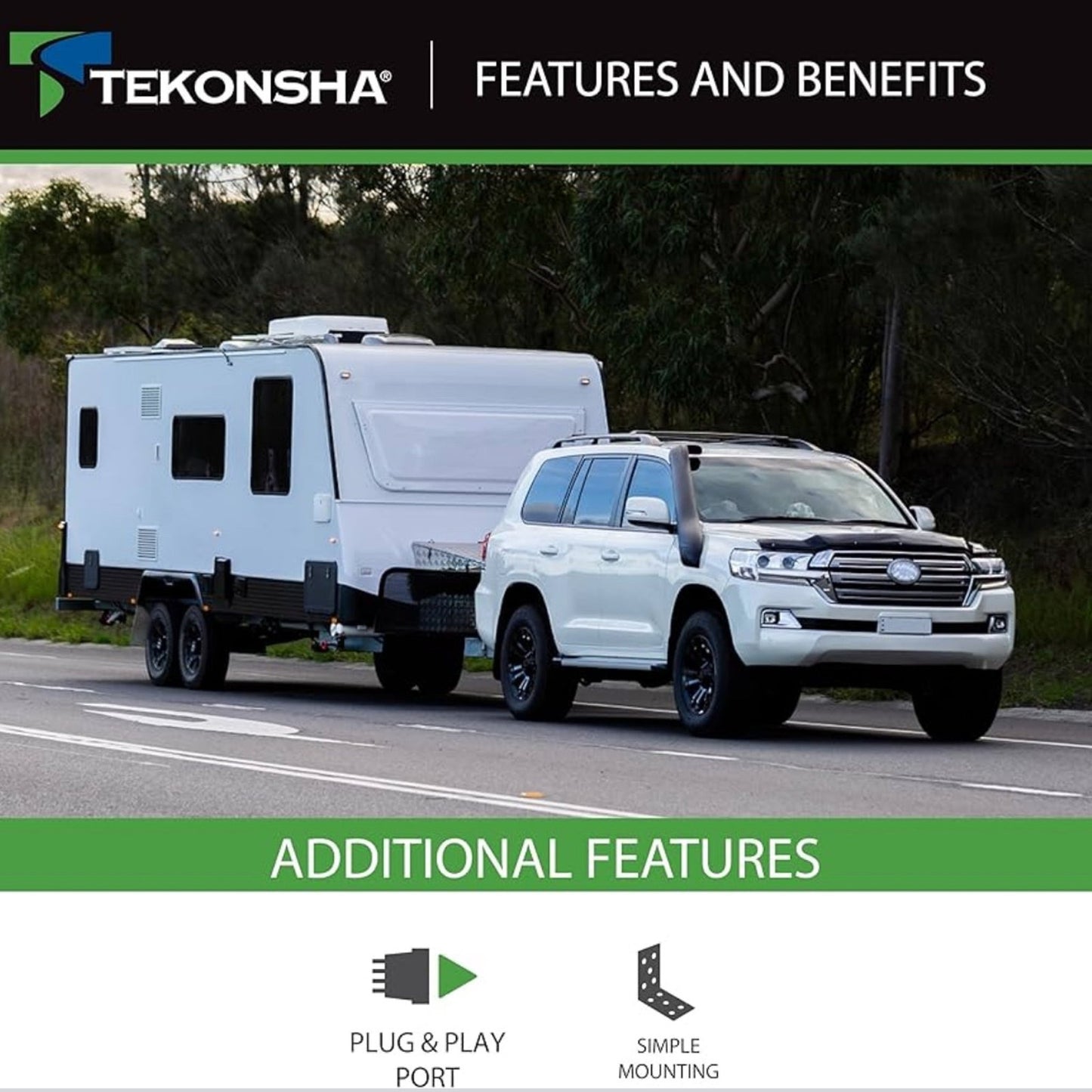 TEKONSHA 118362 T-One T-Connector Custom Harness, 4-Way Flat, w/Converter