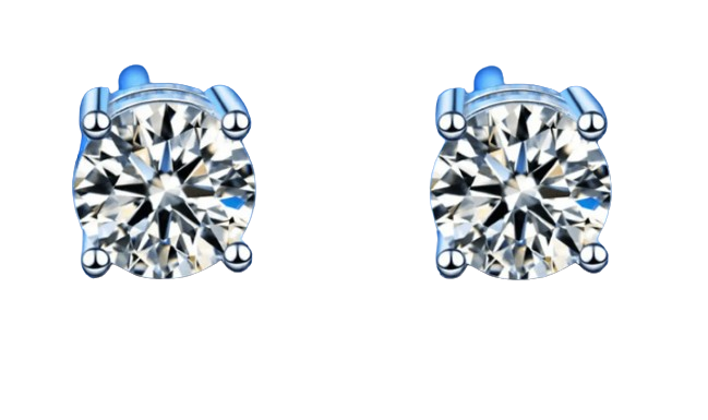 2CTW Total Sterling Silver VS1 Moissanite Stud Earrings (Unisex)