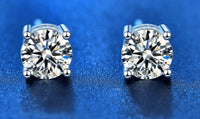 2CTW Total Sterling Silver VS1 Moissanite Stud Earrings (Unisex)