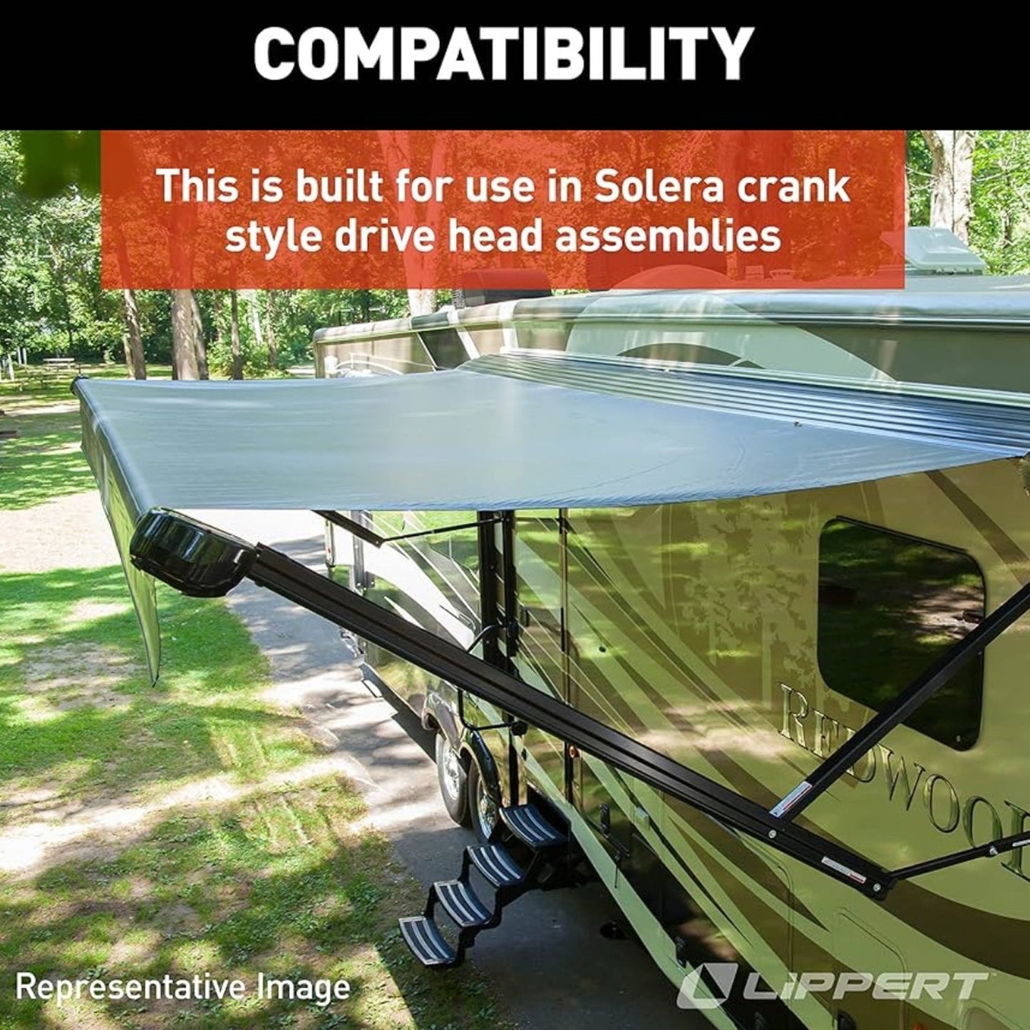 Solera Manual Crank Style Awning Drive Head Assembly - Black # 300031 (D3)