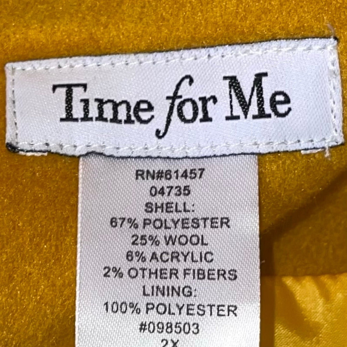 TIME FOR ME Women Outerwear SZ 2X Logan Golden Rod Wool Jacket