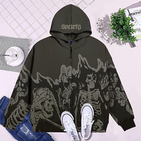 Oversized Skull Skeleton Zip Up Hoodie Jacket (Men)