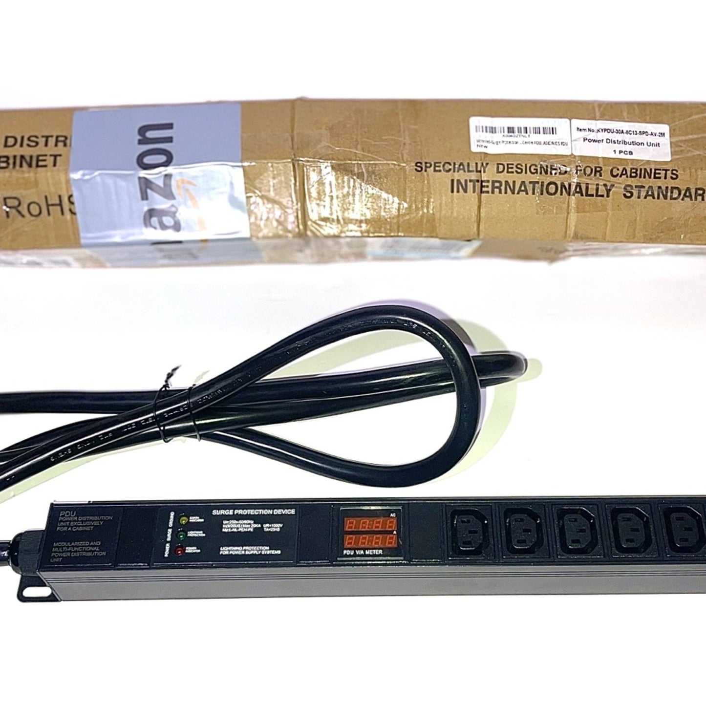 8way C13 C19 30A 120V-240V Metered PDU Current Volts Digital Meter SPD L6-30P amp PDU (06-30A-S005)
