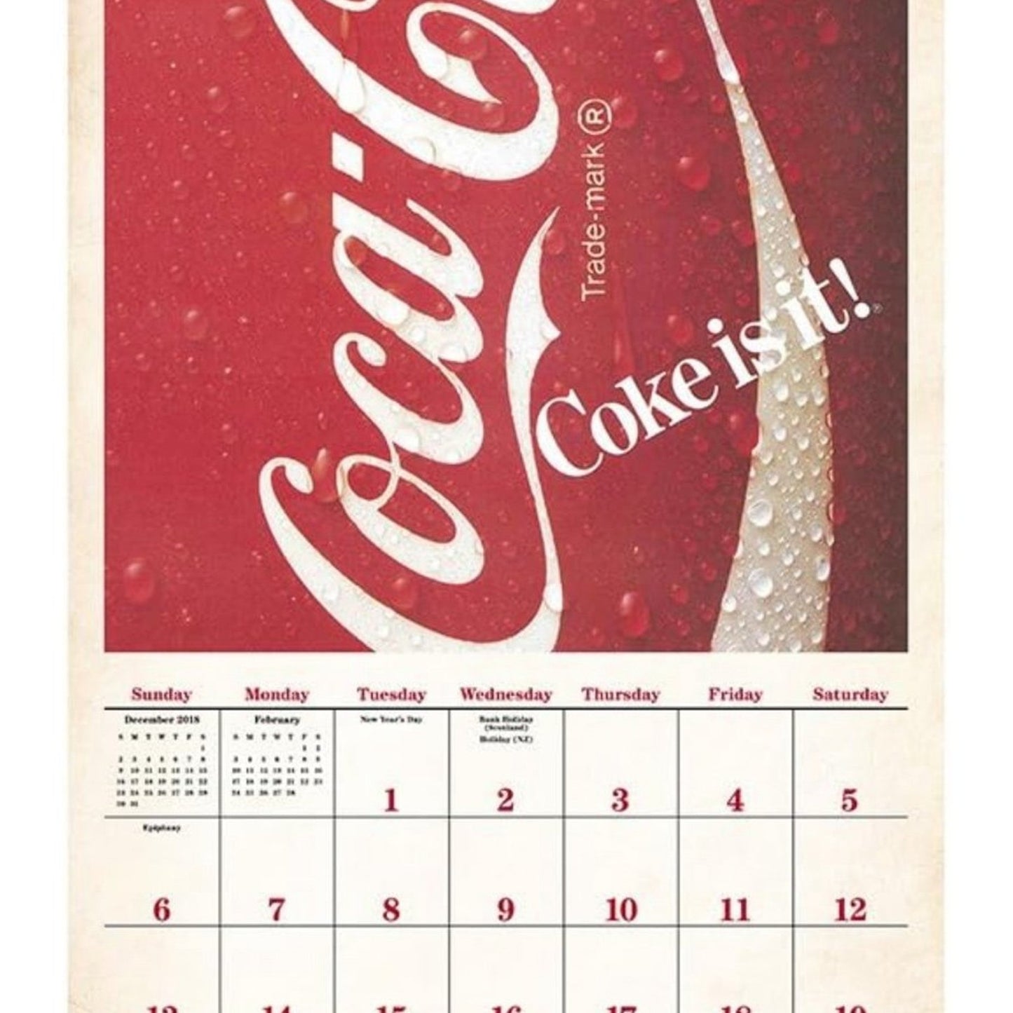 32PK Coca Cola Wall Calendar (2019) A 16-Month 2019 Calendar FACTORY SEALED LOT
