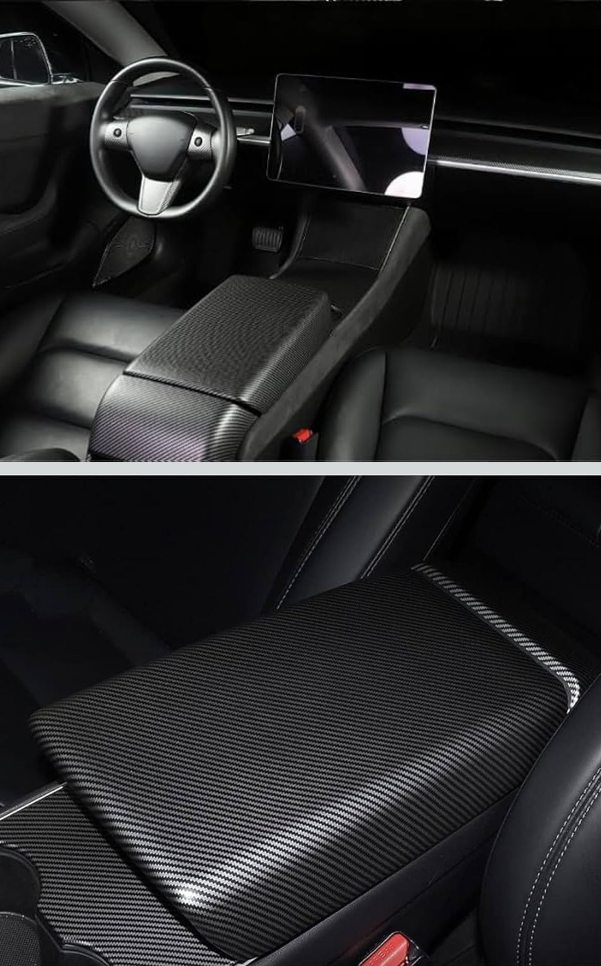 Tesla Model3 Y Car Central Control Sticker Door Window Button Column Shift Real Carbon Fiber Patch 2017-2023(Matte Carbon