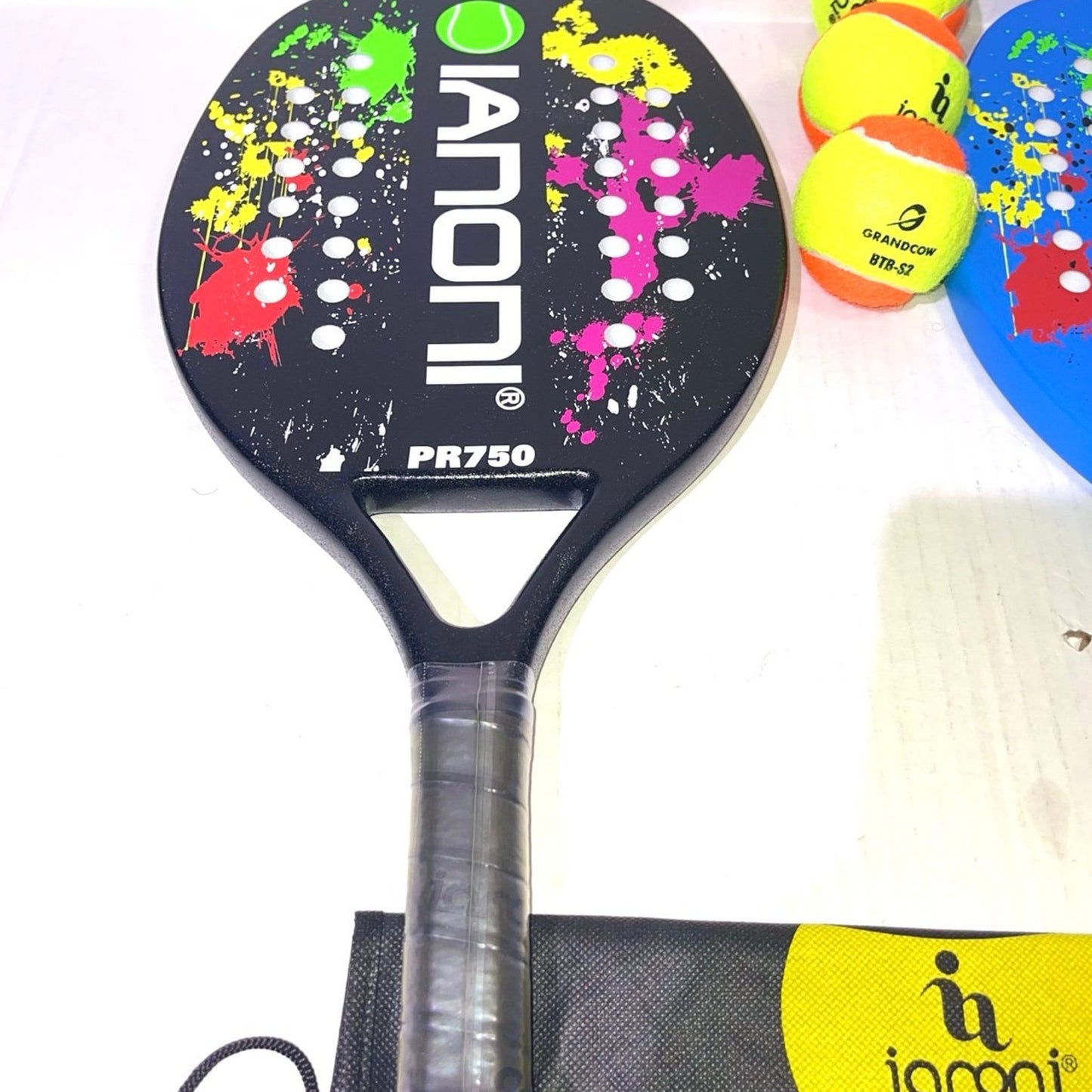 ianoni Beach Tennis Rackets Carbon Fiber Grit Face EVA Memory Foam Core Beach Tennis Rackets