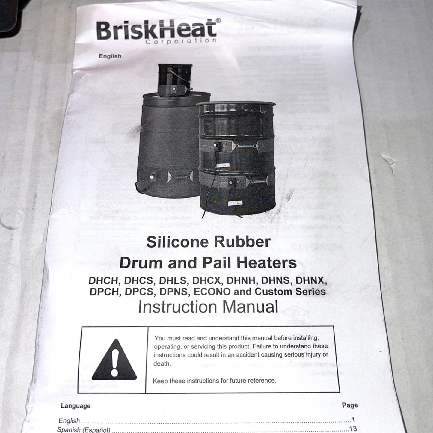 BriskHeat Drum Pail Heater Silicone Heating Blanket Controller SRL12241PADJB, 50-425F, 12x24 Size, 120 Volt, 720 Watt