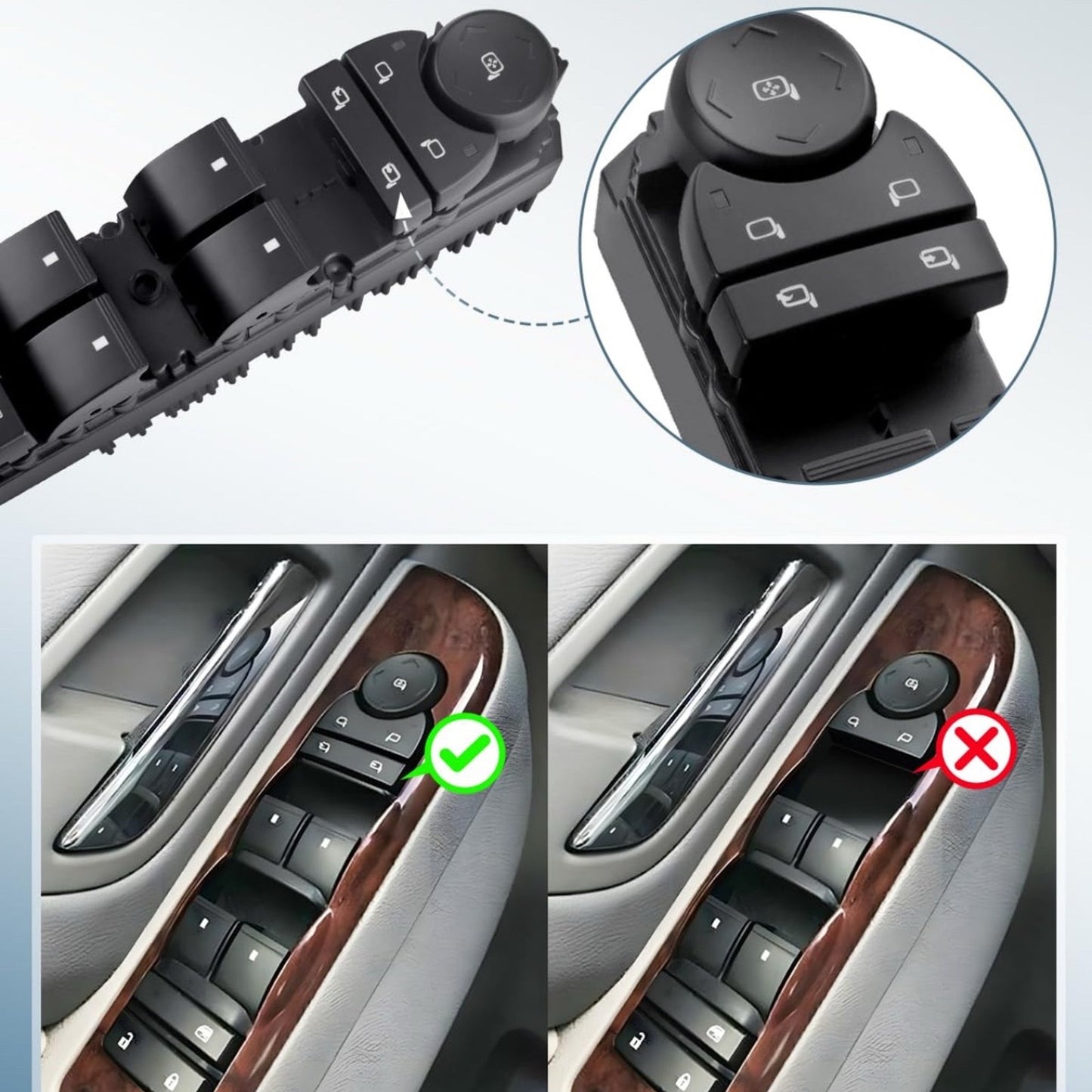 20835553 Front Driver Side Master Door Lock & Power Window Switch Fit for Chevy Silverado Suburban Tahoe Avalanche GMC Sierra Yukon Yukon XL Cadillac Escalade