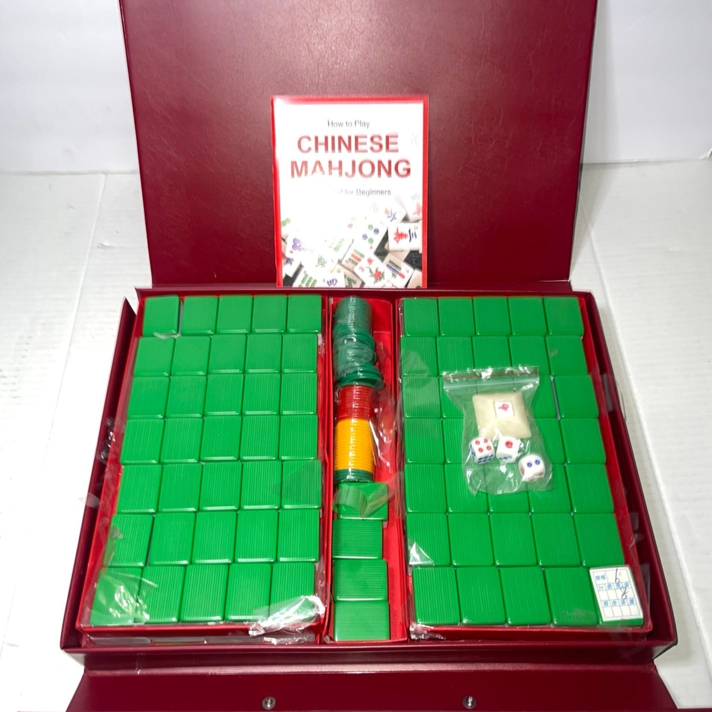 Mose Cafolo Chinese Mahjong Set X-Large 146 Numbered Melamine 1.5" Large Size Tile with Carrying Travel Case, English Manual, Pro Complete Mahjongg Game Set (Majiang, Mah Jongg)