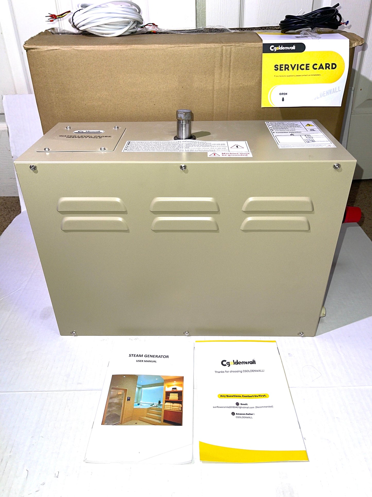 CGOLDENWALL 6KW Commercial Self-Draining Steam Generator Shower System Home Steam Bath Spa Generator 30 min to 12 Hours with Auto Drain 95-131℉ for Suitable Space Heating 6 m³/212 Cubic feet (6KW)