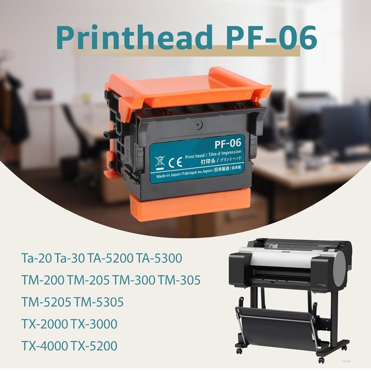 PF-06 PF06 Print Head Printhead for Canon TA-20, TA-30, TA-5200, TA-5300, TM-200, TM-205, TM-300, TM-305, TM-5205, TM-5305, TX-2000, TX-3000, TX-4000, TX-5200 (PF 06) Ibello