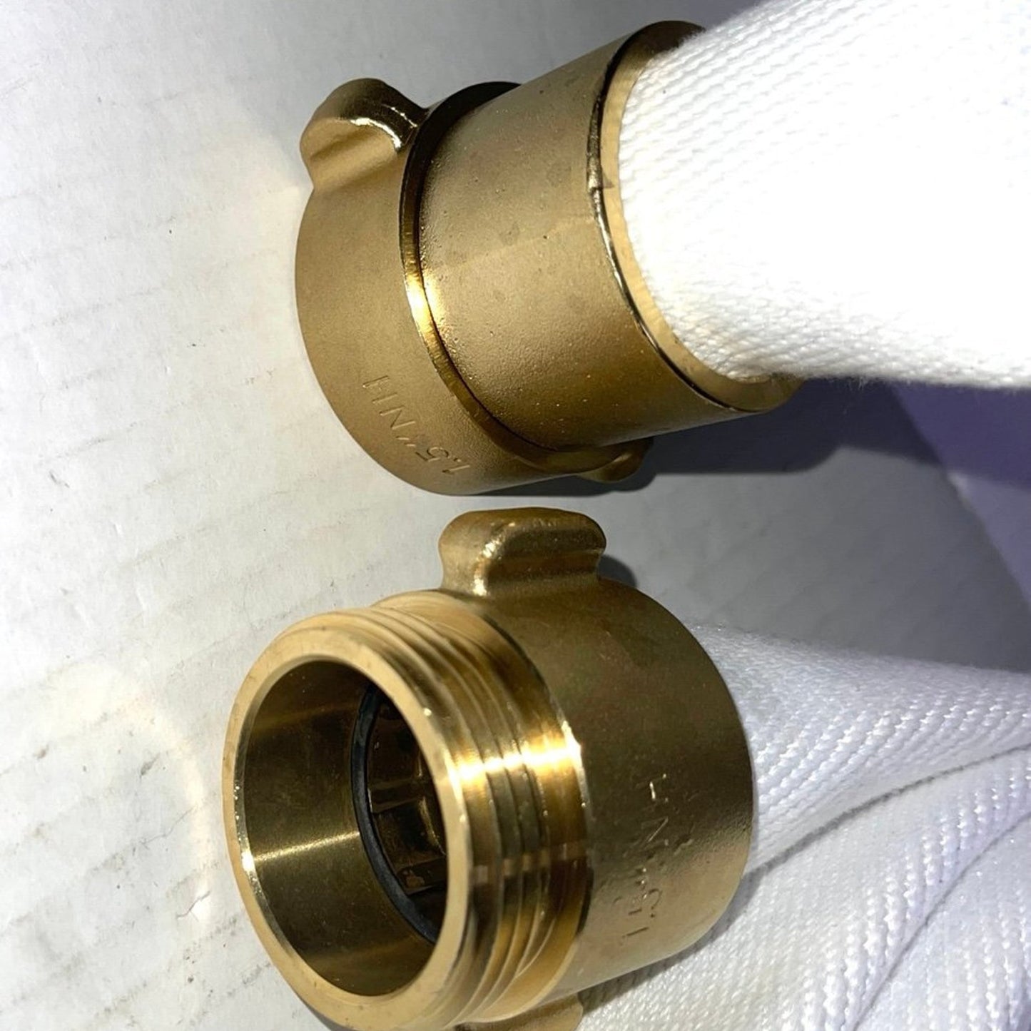 Fire Hose White, 1-1/2” x 50' Lay Flat Heavy-Duty Backwash/Discharge Hose, NST/NH Brass Connectors (1.5” NST/NH-50FT)