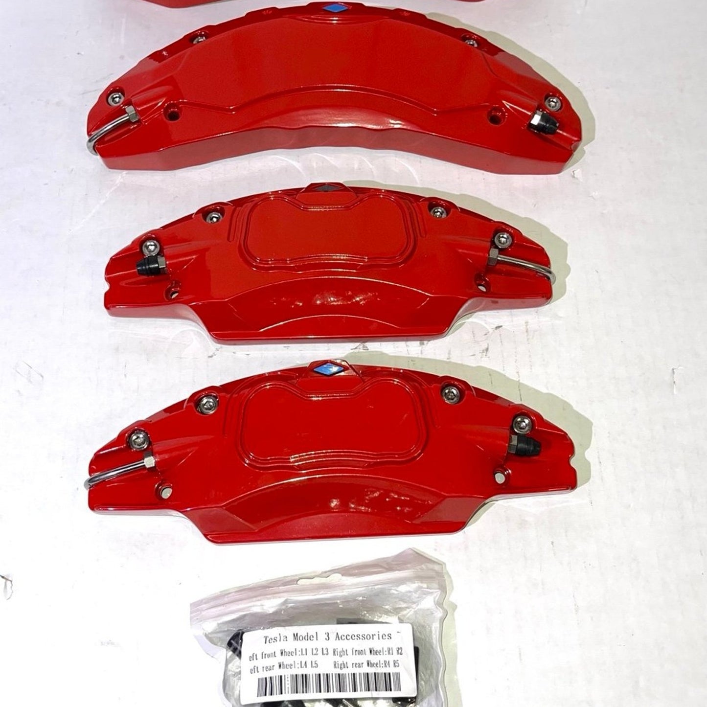Red Brake Caliper Covers Set of 4 Tesla Model Y 2020-2024 19”-20”