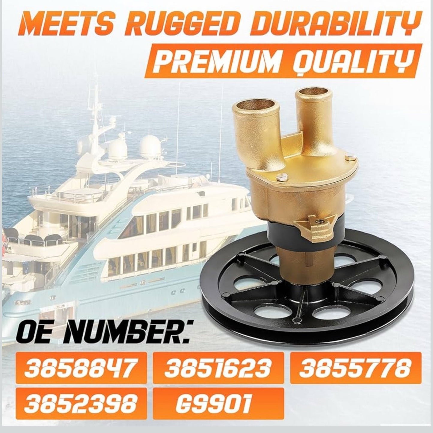 3858847 Sea Water Pump 6.5" Pulley for Volvo Penta OMC for MD thru NC 1994-1996 Replaces OE 3855778 3852398 3851623