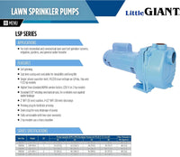 Little Giant LSPH-200-C 2 HP, 230V 84 GPM, 57 PSI High Pressure Sprinkler/Irrigation Pump, Blue, 558298