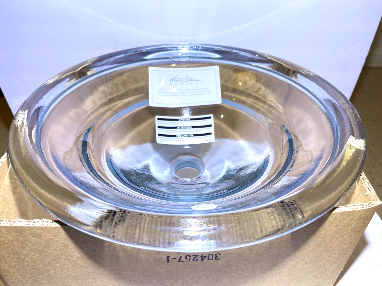 KOHLER Spun Glass Vessels Above Counter Glass Lavatory Sink-Ice New Open Box 2276-B11 17-1/2"