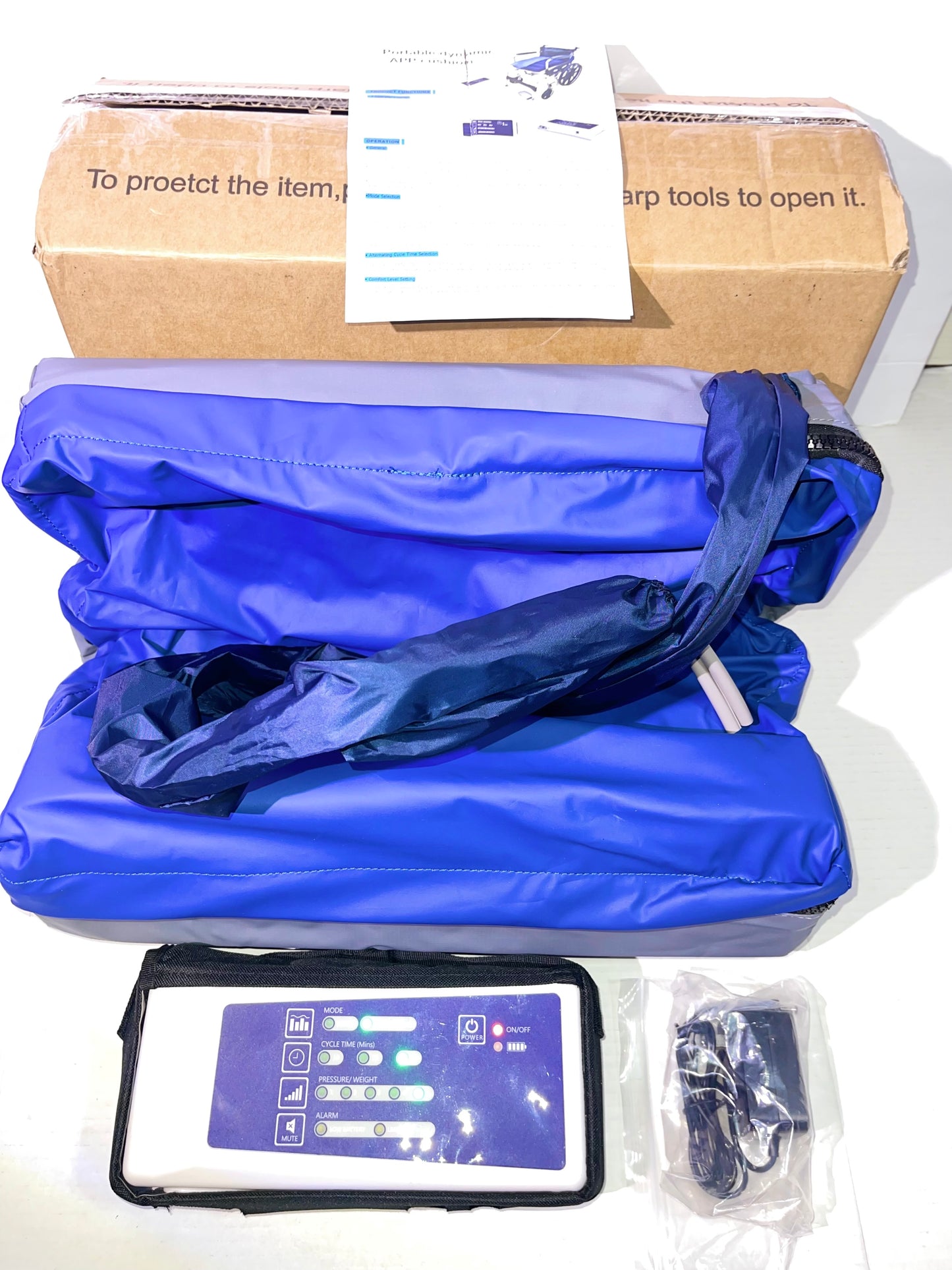 Alternating Pressure Seat Cushion for Wheelchairs with 24 Hour Air Pump Self Inflating Air Cell Cushion Pad for Pressure Relief Ulcer & Bed Sore Prevention Relieve Coccyx Tailbone Pain