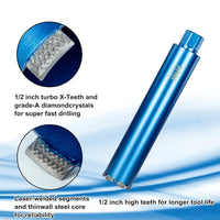 SALI Wet Diamond Core Drill Bits 2"/52mm Diameter, 15"/380mm Drilling Depth Conc