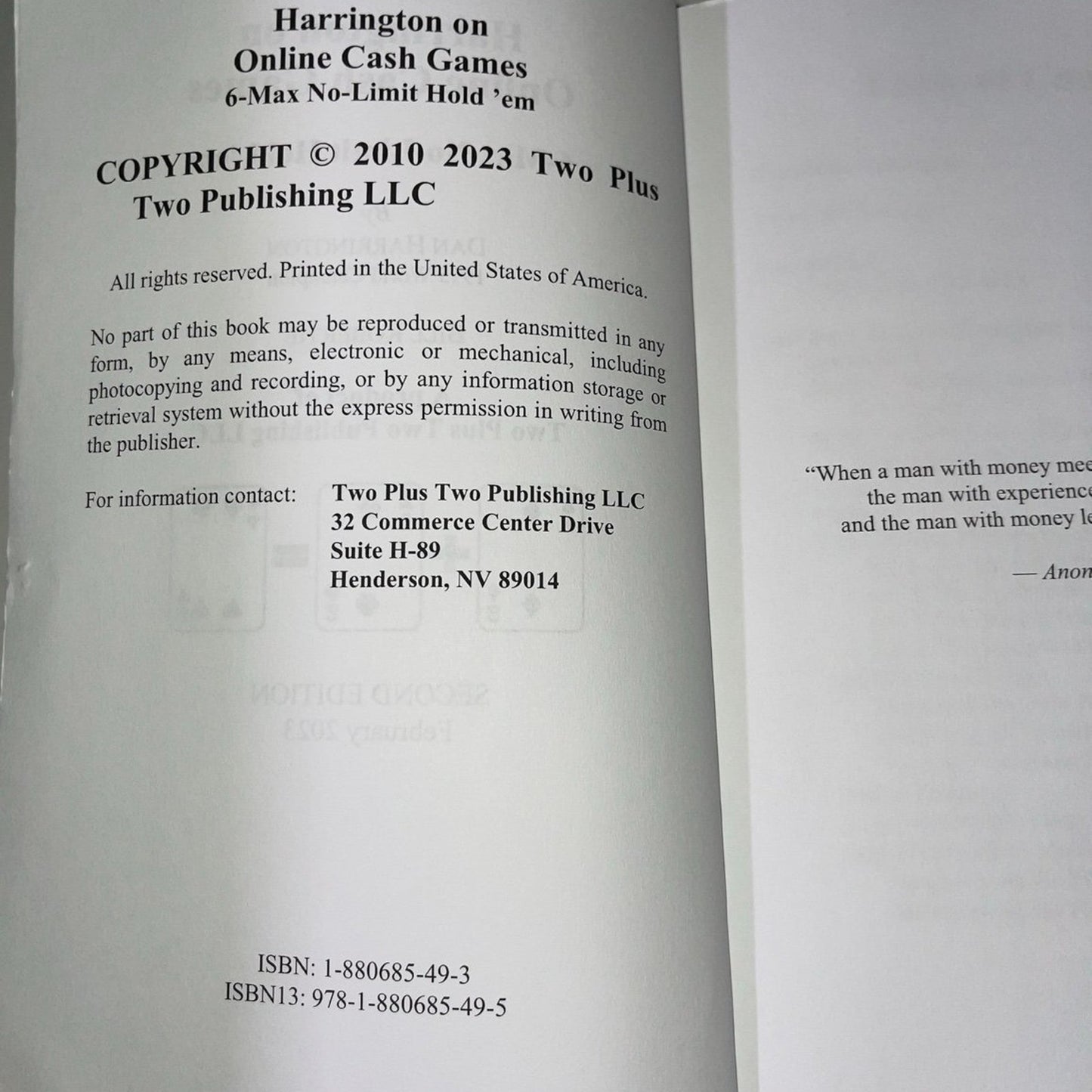 Harrington on Online Cash Games: 6-Max No-Limit Hold 'em (Harrington Cash Game Series)