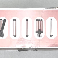 5-in-1 Ceramic Curling Iron Set 3 Barrels Flat Iron & Crimper Fast Heat 2 Temps Glove & Clip