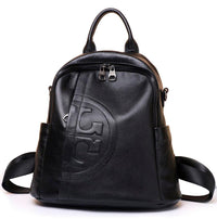 Black Travel Real Leather Shoulder Vintage Backpack (Women)