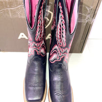 Ariat Women Cattle Caite Stretchfit Western Boot SZ 5.5B LEATHER BLK PINK COWGIRL
